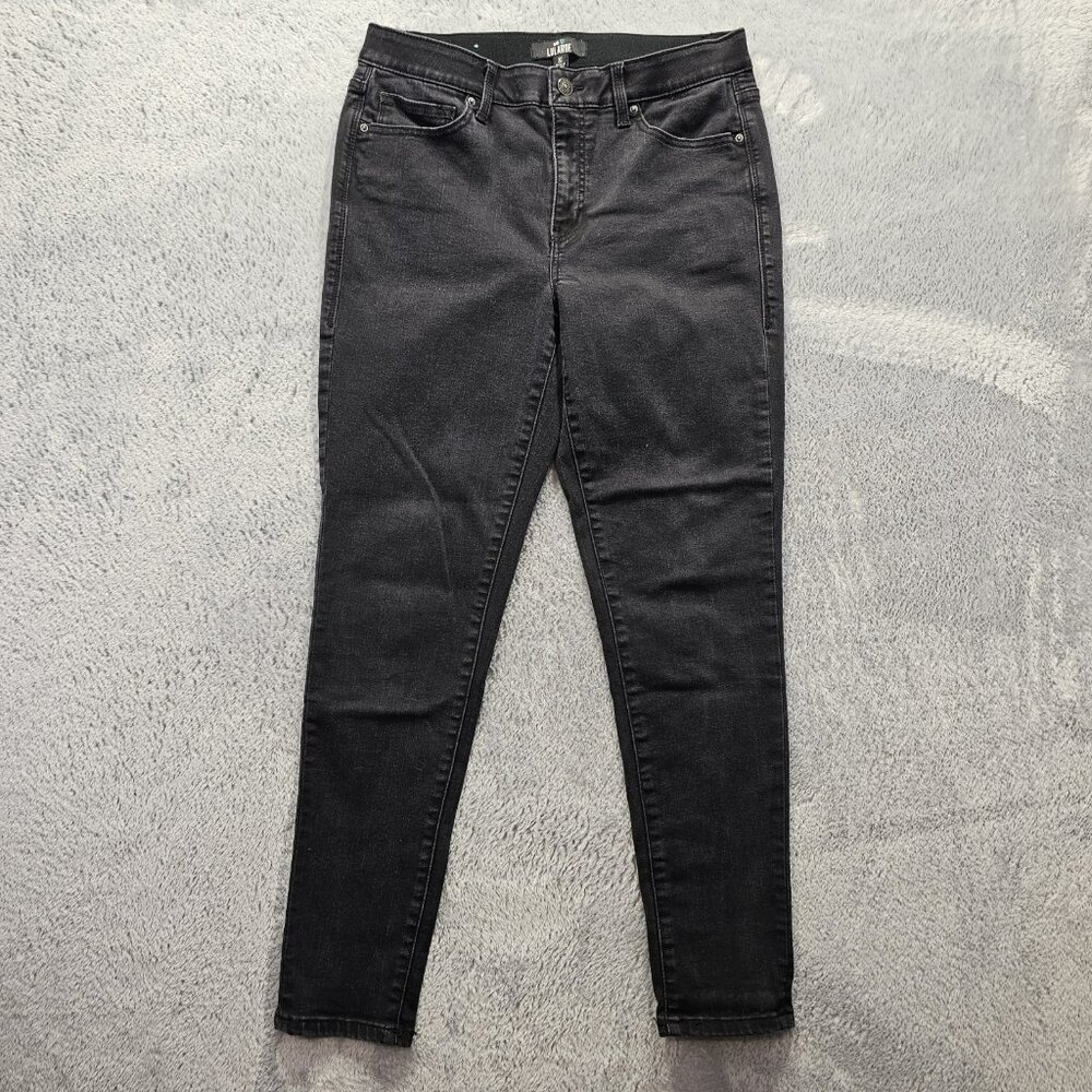 Luluroe Jeans Womens 30 Black Skinny Mid Rise Stretch Waistband Dark Denim